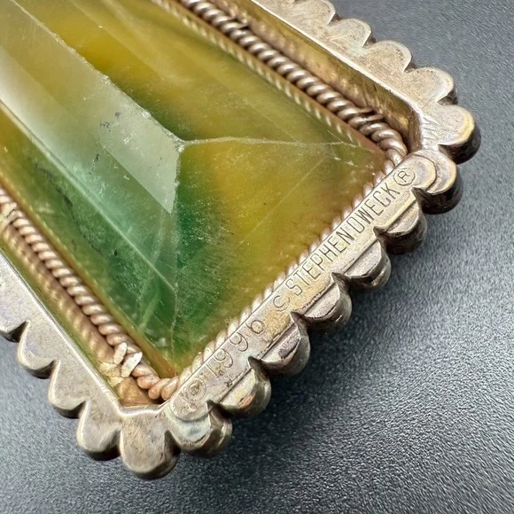 ✨ Stephen Dweck 1996 Signed Sterling Pendant Necklace | 16" Woven Chain - Picture 7 of 7